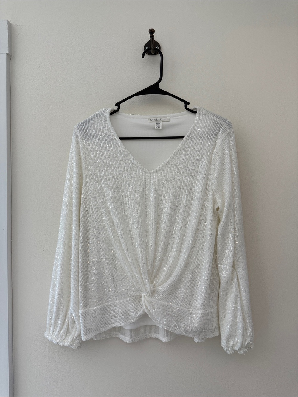 Spense Sequin Twist V-Neck Blouse